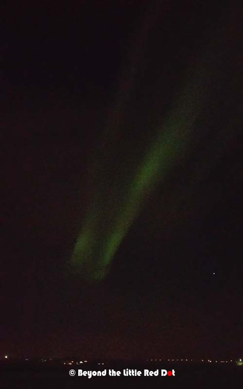 Here is how the Aurora looks like when taken with a smartphone. I was using my Samsung Galaxy Note 4 to take this photo. This was when the Aurora was especially bright like level 5-6 display.