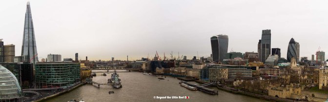 A panoramic east view of central London from Tower Bridge. 