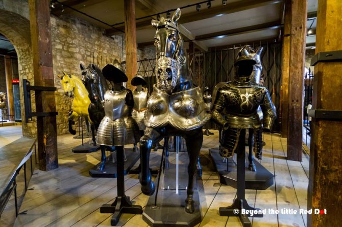 An impressive collections of medieval amrour is on display in the Tower.