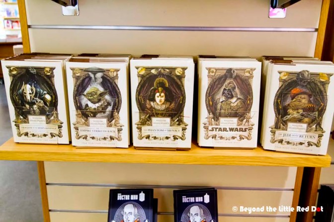 We had to pass through the souvenir store to exit into the main street (but of course). You can various Shakespeare related stuff for sale. How about Star Wars in Shakespearean prose? 