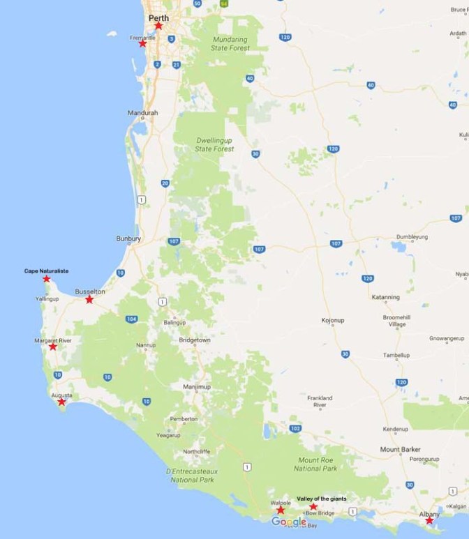 A map of the area covered and places described in this blog are marked with a red star.