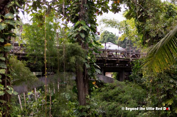Looking at the old iron bridge from the restaurant.