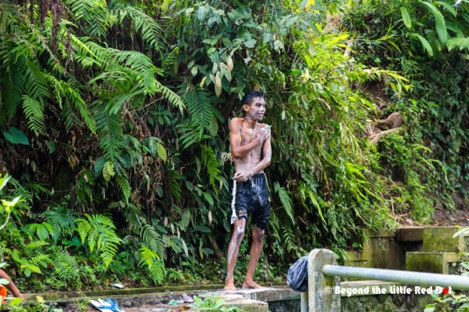 This shy guy was bathing in one of the irrigation canals that water the rice fields.