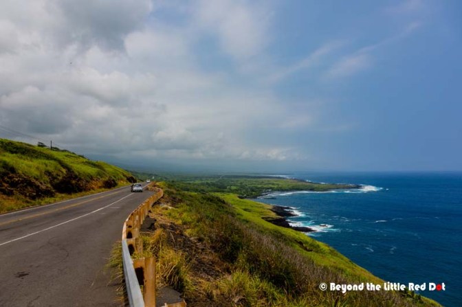 Stopping by the highway to take some photos. The black sand beach is down there in the background.