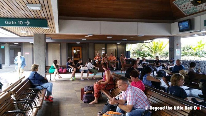 A Hawaiian band was playing in the transit area.