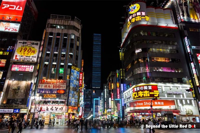 The streets of Shinjuku take on a new life after dark when the neon lights and LED displays come on.